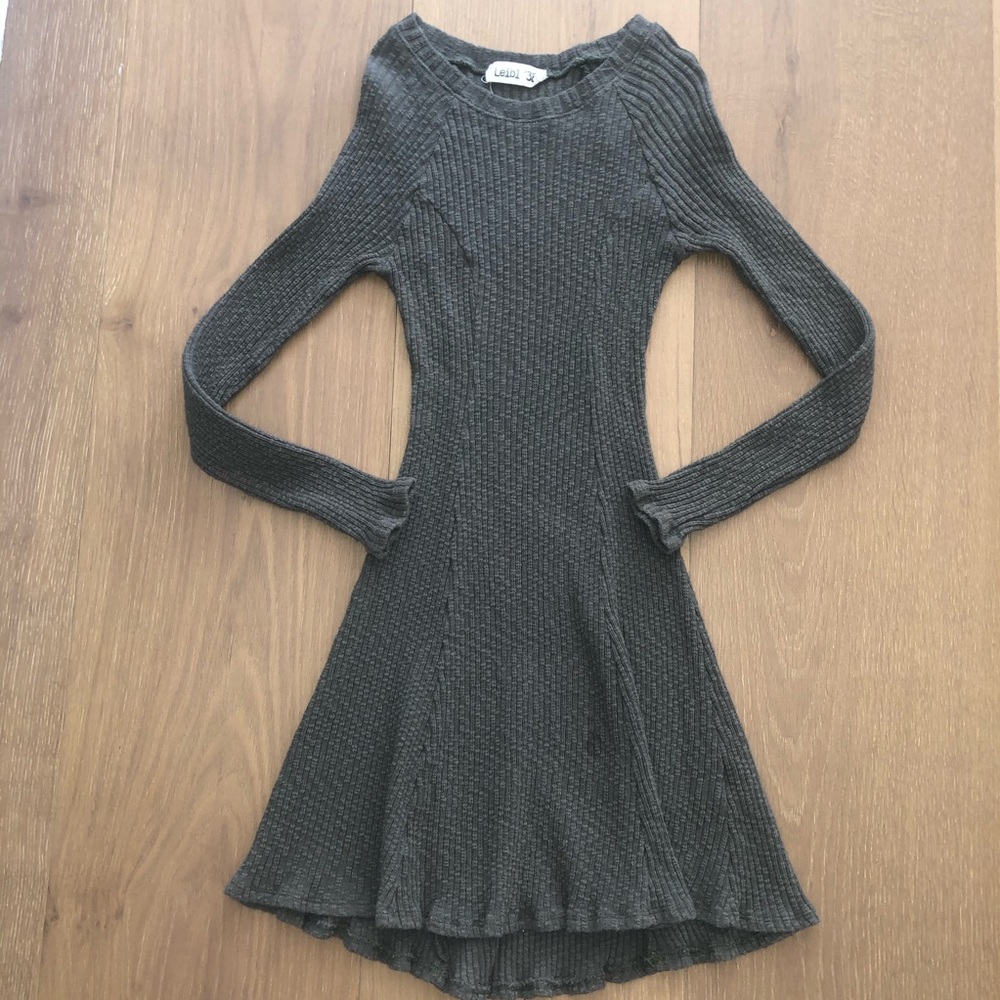 Olive green long sleeve knit dress